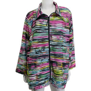 Caroline Rose Colorful Zip Jacket Artsy Lagenlook NEW no tag.